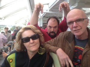 Cat Sparks and Robert Hood, photo bombed by Matthew Farrer